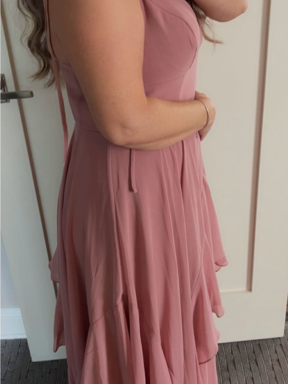 Azazie Dusty Rose High-Low Ruffled Dress - Picture 3 of 7